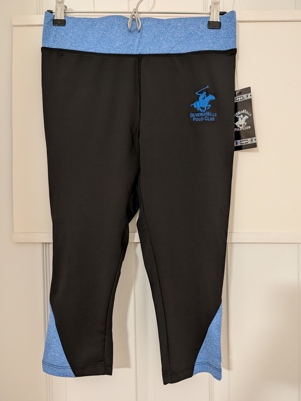 Beverly Hills Polo Club Black & Blue Performance Capris Leggings